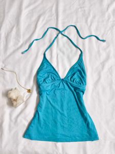 Teal Halter Neck Tank Top