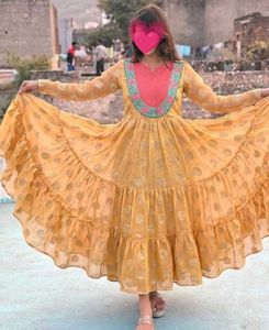 Flowy Yellow Anarkali Gown
