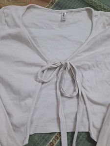Cute Tie-Front Long Sleeve Top