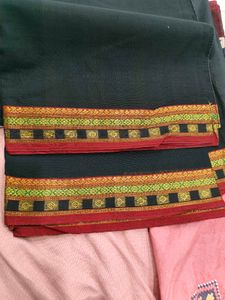 Exquisite Black Saree , Ornate Border ( with