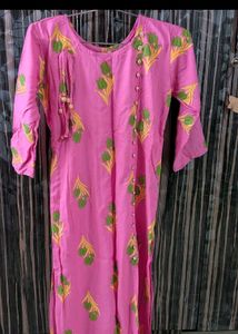 Pink Kurta with Floral Print