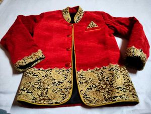 Red & Gold Ethnic blazer for your lil hero