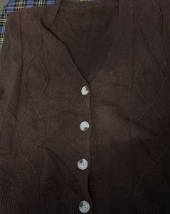 V-Neck Button-Up Knit Vest