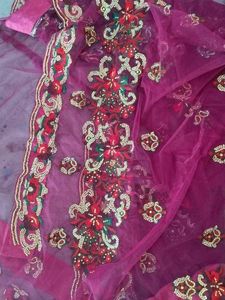 Embroidered Magenta Saree