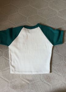 White &amp; Green Raglan T-Shirt