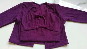Purple Textured Crop Top