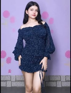 Chic Navy Polka Dot Off-Shoulder Dress