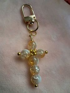 Cross Beaded Keychain Charm