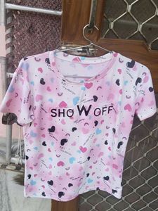 Cute Heart Print "Show Off" T-Shirt  soft fabric