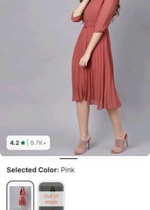 Dusty Rose Pleated Shirt Dress – Size M
