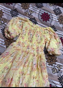 Yellow Floral Smocked Dress