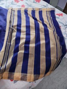 Handloom Cotton Blue Saree with Golden Border✨🔥