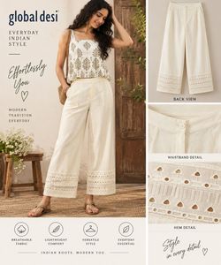 GLOBAL DESI White Eyelet Ethnic pants