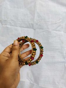 Gold Plated Bangles with Stones