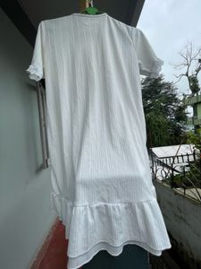 Cozy White Nightgown with Ruffles