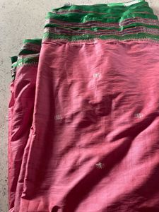 Elegant Pink Saree with Green Border