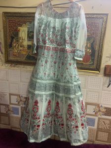 Elegant Mint Green Embellished Anarkali
