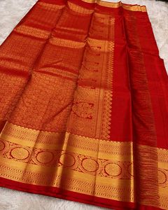 Elegant Red &amp; Gold Saree