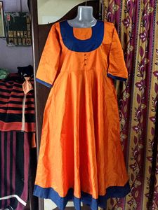 Orange & Blue Anarkali Dress