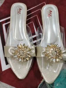 unused Sparkling Embellished Transparent Sandals