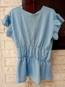 Cute Blue Smocked Top with Bows