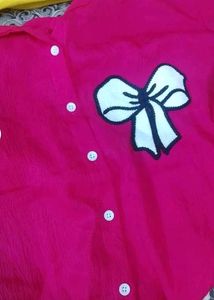 Chic Pink Bow Detail Shirt