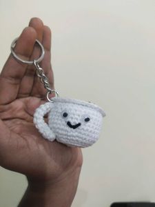 Cute Crochet Coffee Cup Keychain