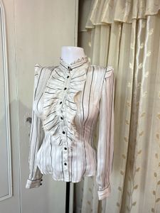 Chic Striped Ruffle Blouse