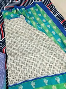 Beautiful Saree with Blue &amp; Green Stripes