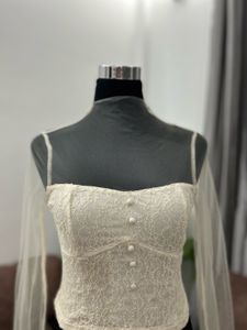 Sheer Sleeve Lace Corset Top