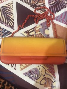 Chic Orange Gradient Chain Shoulder Bag