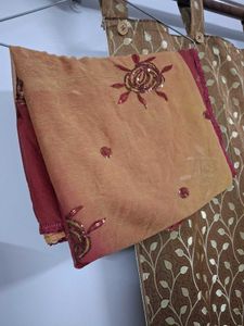Embellished Chanderi Silk Golden Suit