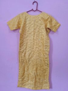 Yellow Mirror Work Kurta