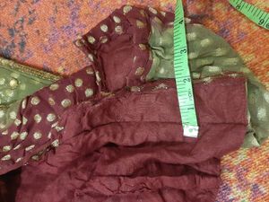 heavily Embroidered Chiffon Brocade saree free gift  with this