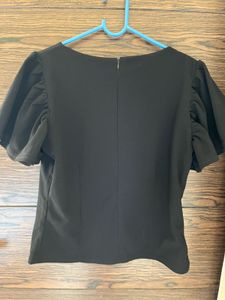 Stylish Black Square Neck frill Sleeve Top