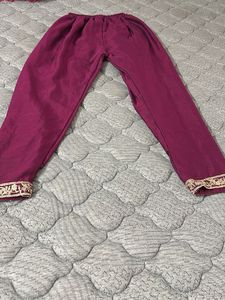 Elegant Maroon Palazzos with Gold Embroidery