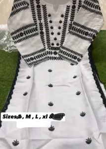 New White Kurta with Black Embroidery