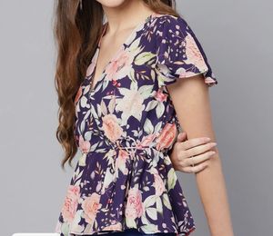 Floral Print Peplum Top