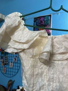 Sheer Ruffled Off-Shoulder Top