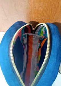 Handmade Upcycled Denim Round Sling Bag with Flora