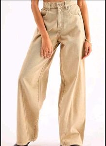 Cream Wide Leg Jeans