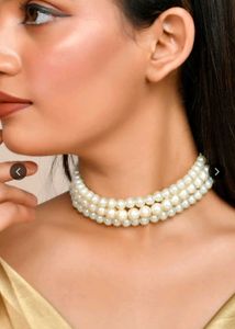 Gold-Plated Pearl Choker Necklace