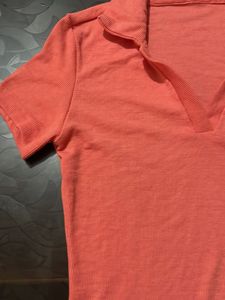 Coral Pink Polo Neck Mini Dress