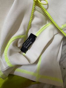 Lime Green Jacket &amp; White Crop Top Set