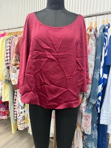 Burgundy Leaf Pattern Tunic Top