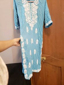 Elegant Embroidered Light Blue Kurta