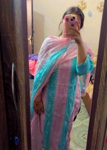 Beautiful Pink and Teal Kurta Set