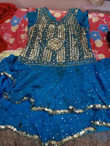 Navy Blue Fancy Kurti Chudidar With Dupatta .