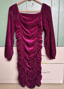 Dark pinkish Burgundy Velvet Mini Dress