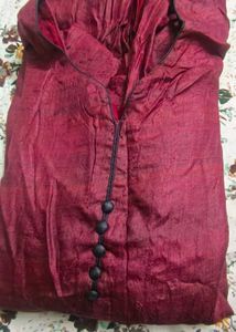 pure tusser silk Maroon Kurta